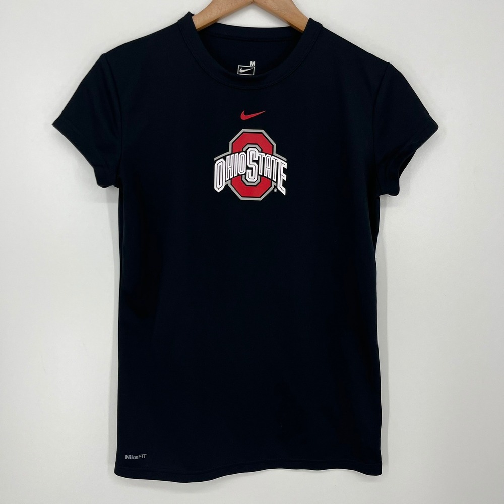 Nike Team Ohio State Buckeyes Womens Medium Black NikeFIT Performance T-Shirt